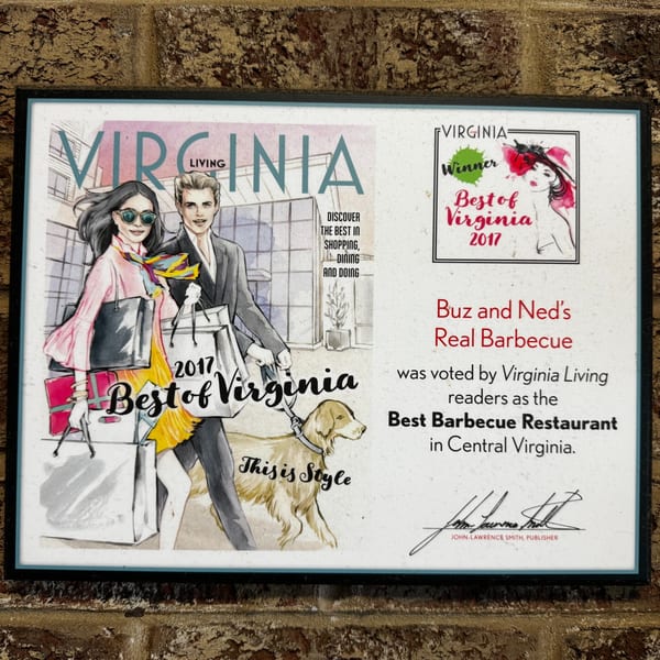 Virginia Living Best of Virginia 2017, Best Barbecue Restaurant in Central Virginia