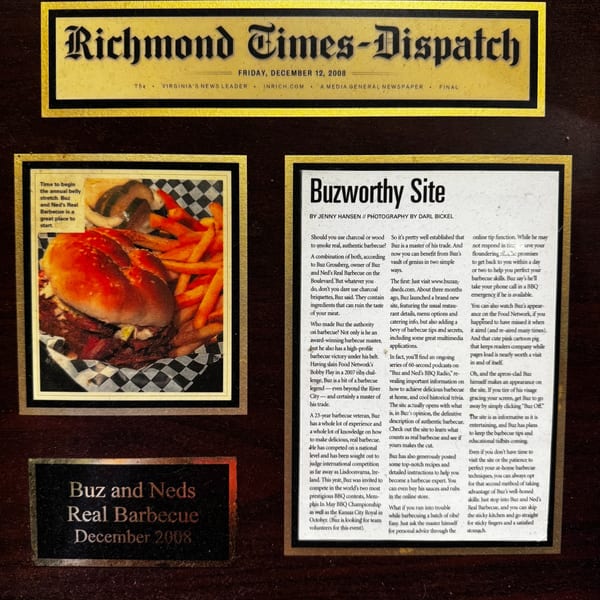 Richmond Times-Dispatch 'Buzworthy Site' feature, December 2008