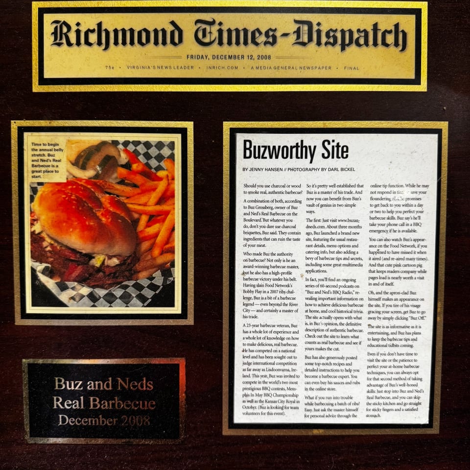 Richmond Times-Dispatch 'Buzworthy Site' feature, December 2008