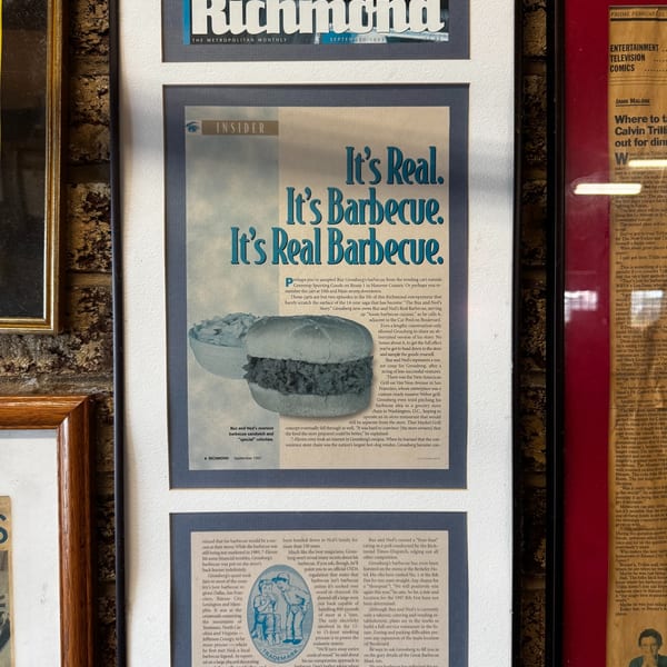 Richmond magazine 'It's Real. It's Barbecue. It's Real Barbecue.' feature, September 1997