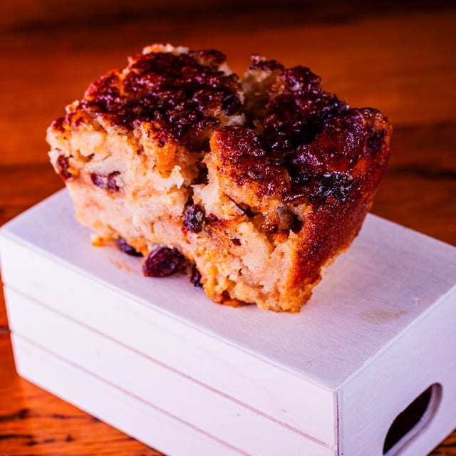 Bread Pudding with Bourbon Glaze.